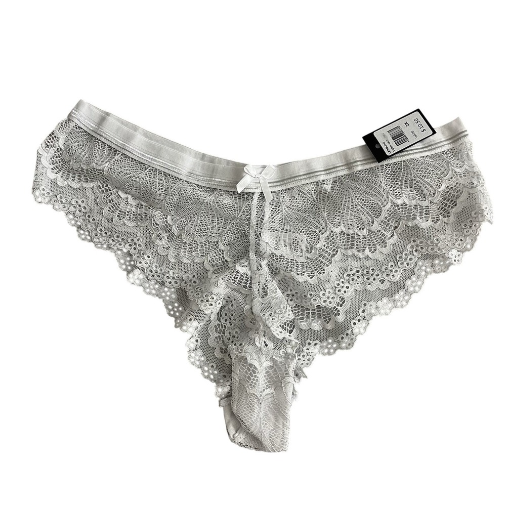 NWT Frederick's Of Hollywood Size 2X‎ white Caroline white Lace Panty